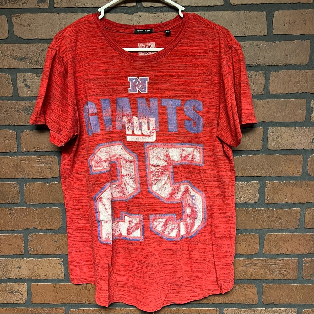 New York Giants #25 Red T-shirt Size Medium
